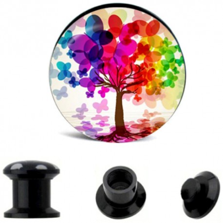 Acryl Flesh Tunnel Baum bunt