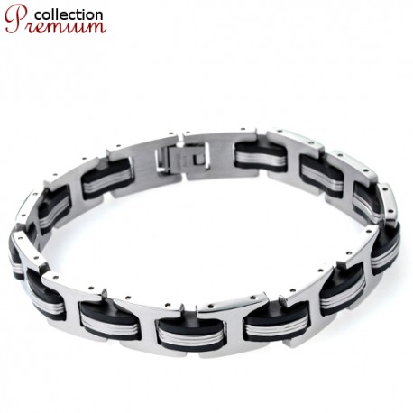 Edelstahl/Kautschuk Armband