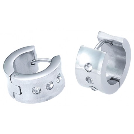 Edelstahl Creolen mit Zirkonias