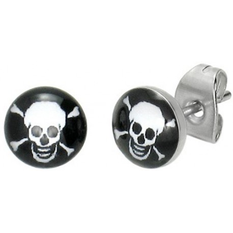 Edelstahl Ohrstecker Totenkopf-Skull Bones-Knochen