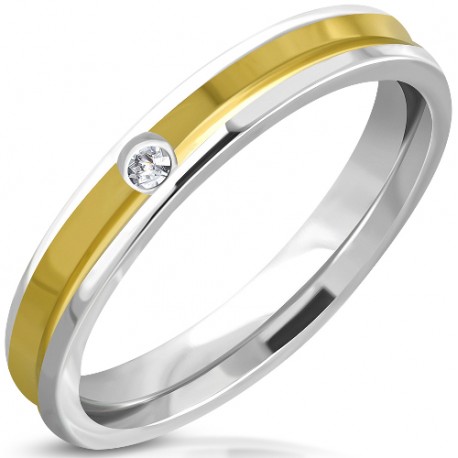 Edelstahl Ring mit Zirkonia