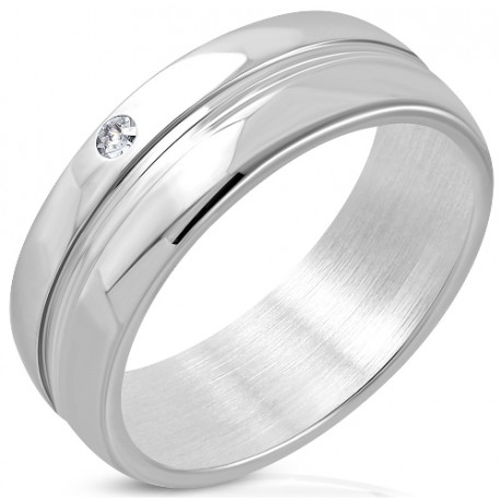 Edelstahl Ring mit Zirkonia