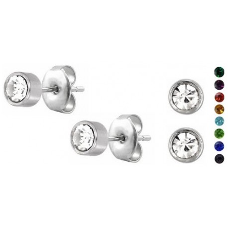 Zirkonia Ohrstecker Edelstahl - Schwarz & Transparent Kristall 3-10mm