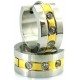 Edelstahl Creolen bicolor 7  mm mit Zirkonias