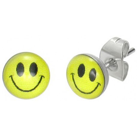 Edelstahl Ohrstecker Smiley