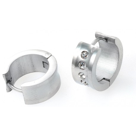 Edelstahl Creolen mit Zirkonias